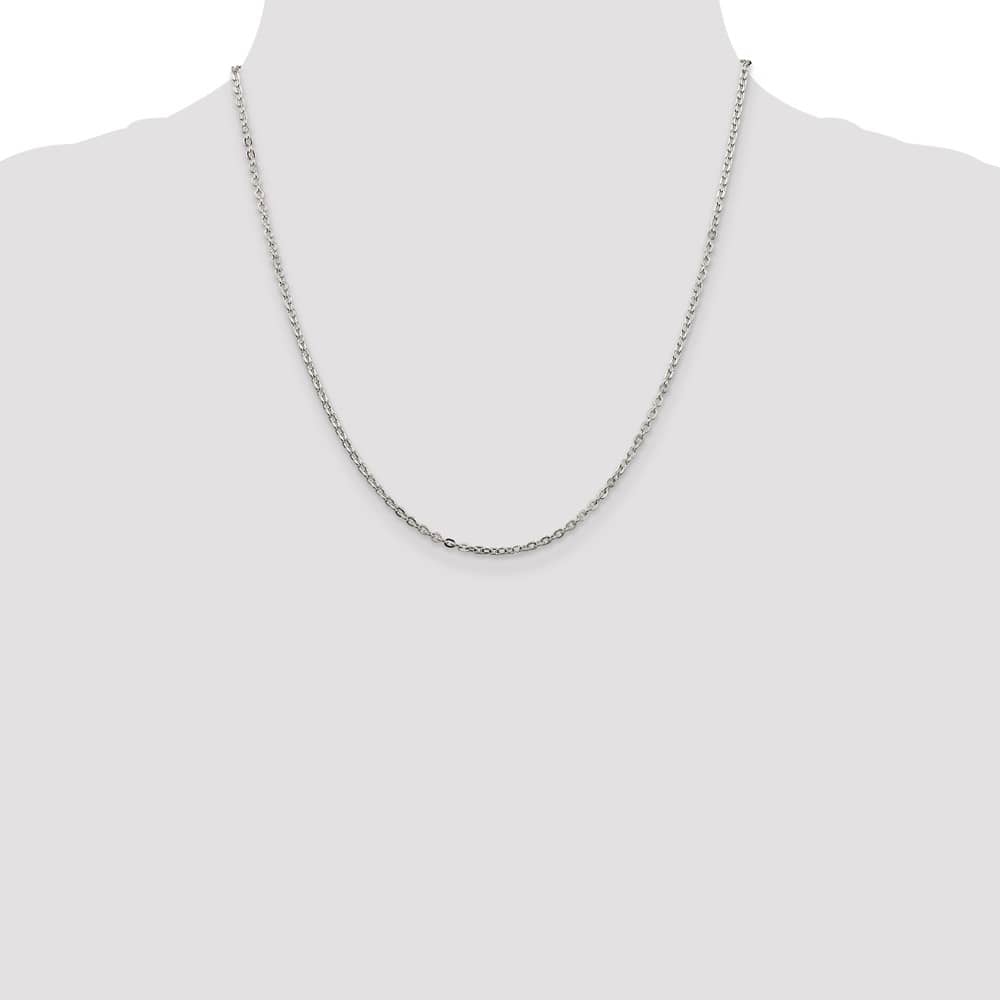 Sterling Silver 2mm Flat Link Cable Chain Size 20