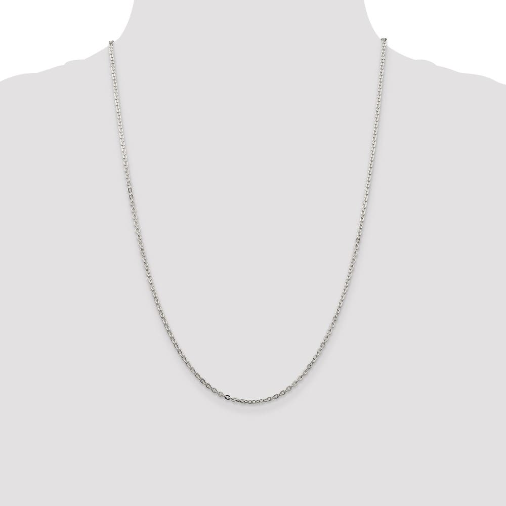 Sterling Silver 2mm Flat Link Cable Chain Size 24