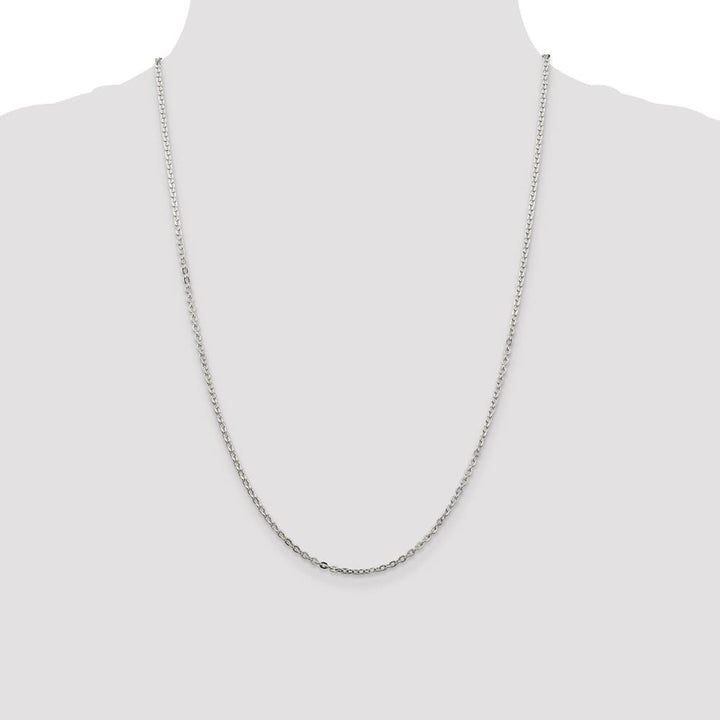 Sterling Silver 2mm Flat Link Cable Chain Size 24