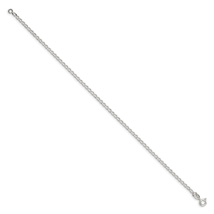 Sterling Silver 2mm Open Elongated Link Anklet