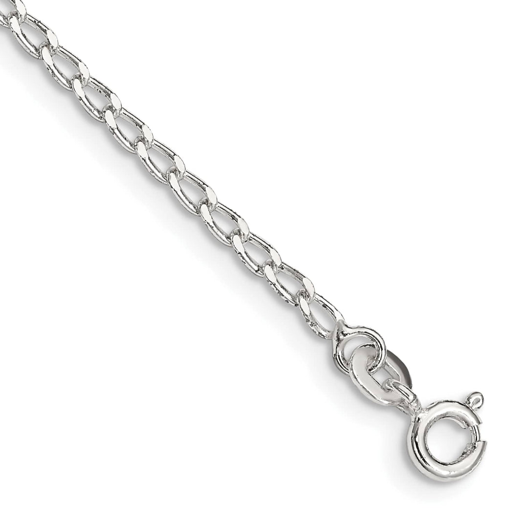 Sterling Silver 2mm Open Elongated Link Anklet