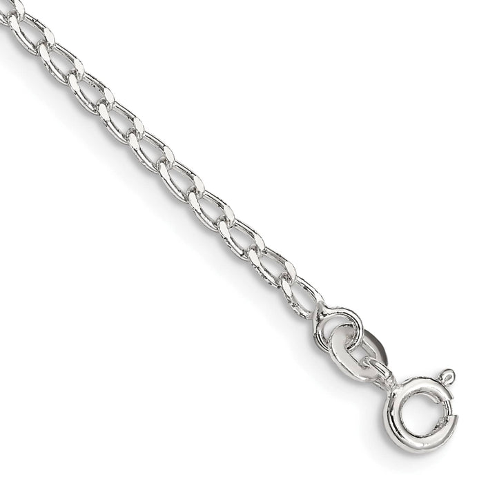 Sterling Silver 2mm Open Elongated Link Anklet