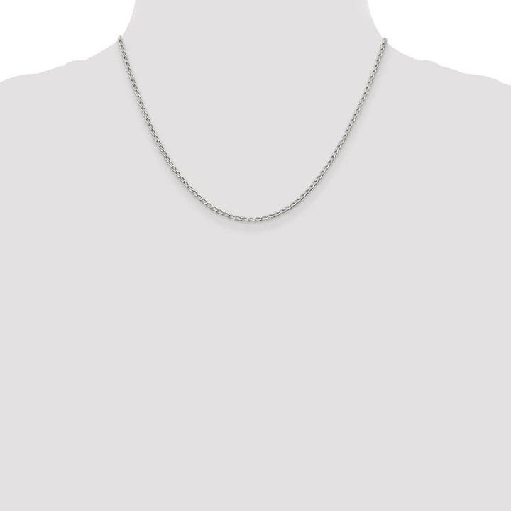 Sterling Silver 2mm Open Elongated Link Chain Size 18