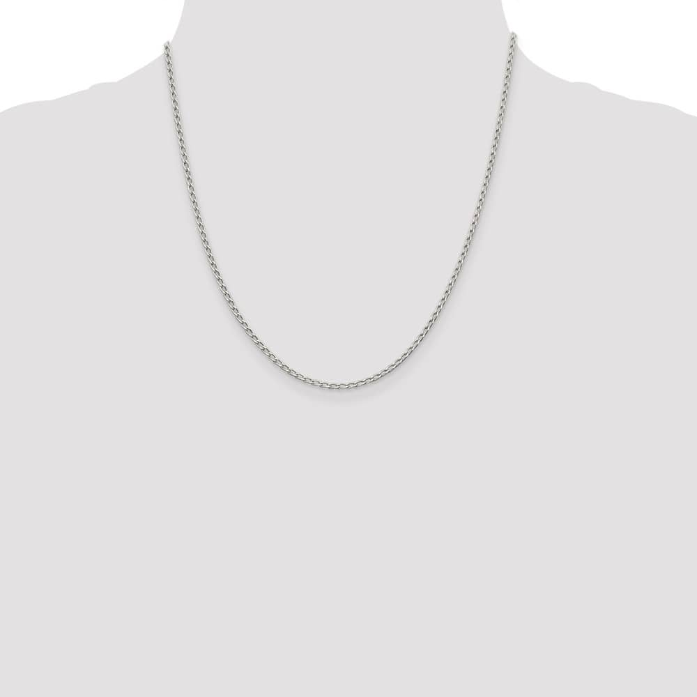 Sterling Silver 2mm Open Elongated Link Chain Size 20