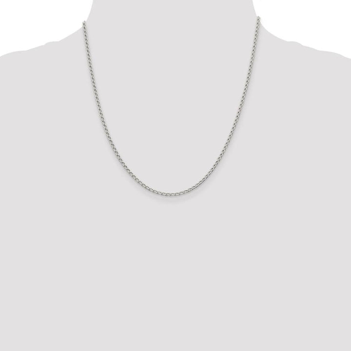 Sterling Silver 2mm Open Elongated Link Chain Size 20