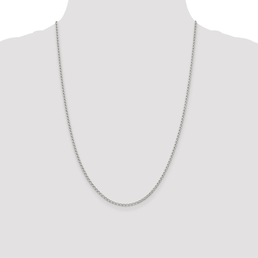 Sterling Silver 2mm Open Elongated Link Chain Size 24