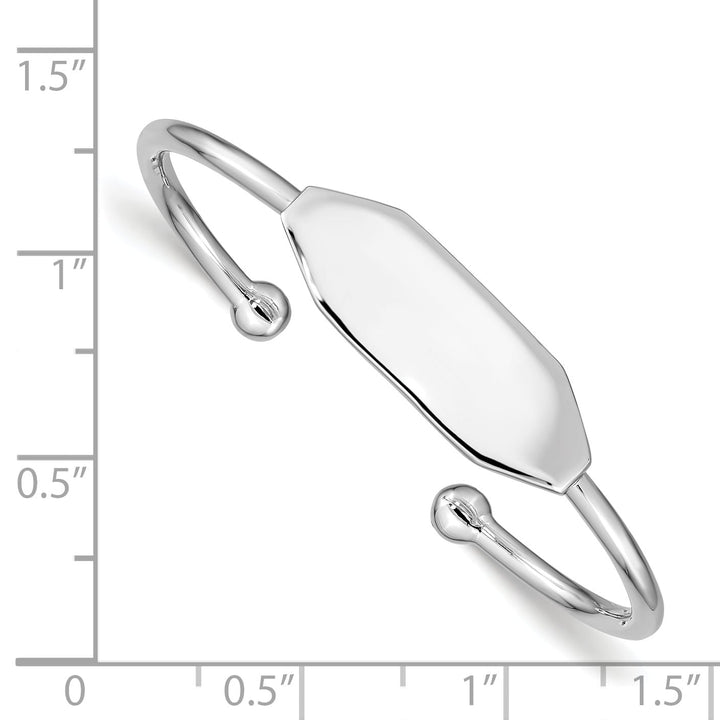 Sterling Silver 2mm Polished I.D. 40mm Inside Diameter Cuff Bangle