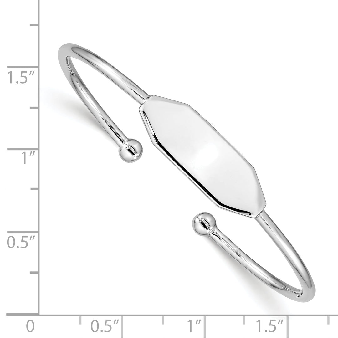 Sterling Silver 2mm Polished I.D. 48mm Inside Diameter Cuff Bangle