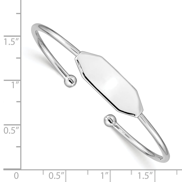 Sterling Silver 2mm Polished I.D. 48mm Inside Diameter Cuff Bangle