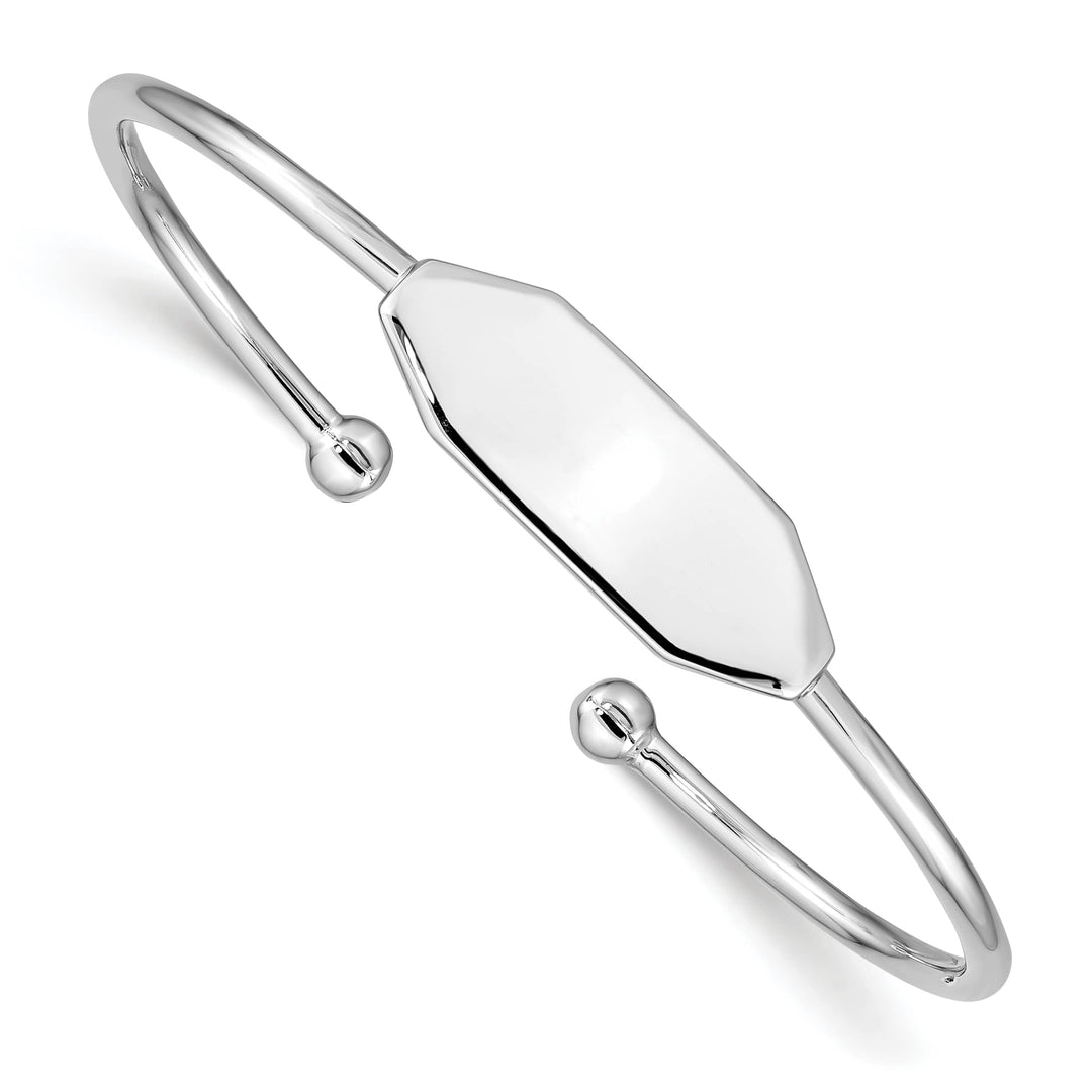 Sterling Silver 2mm Polished I.D. 48mm Inside Diameter Cuff Bangle