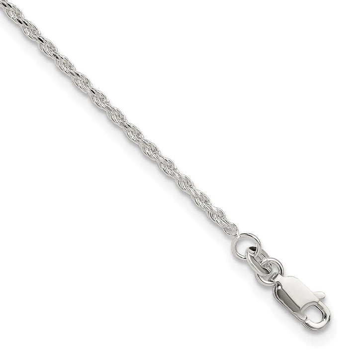 Sterling Silver 2mm Rope Anklet — .925 sterling silver, 10 inches long, 1 inch extension, 2 mm wide, lobster clasp, 2.84 g
