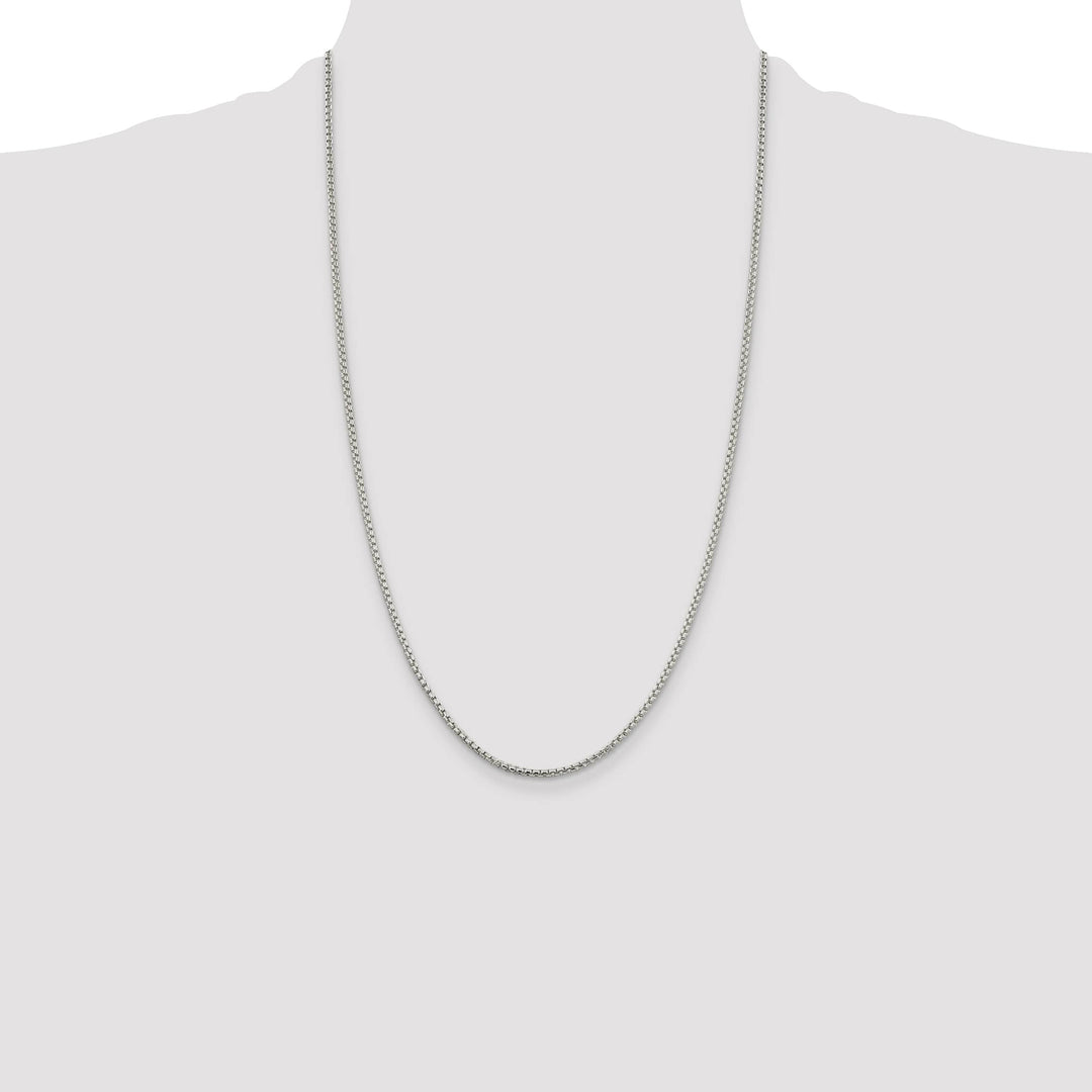 Sterling Silver 2mm Round Box Chain 26 Inch