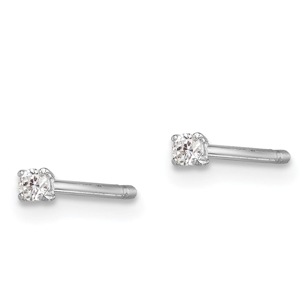 Sterling Silver 2mm Round CZ Stud Earrings