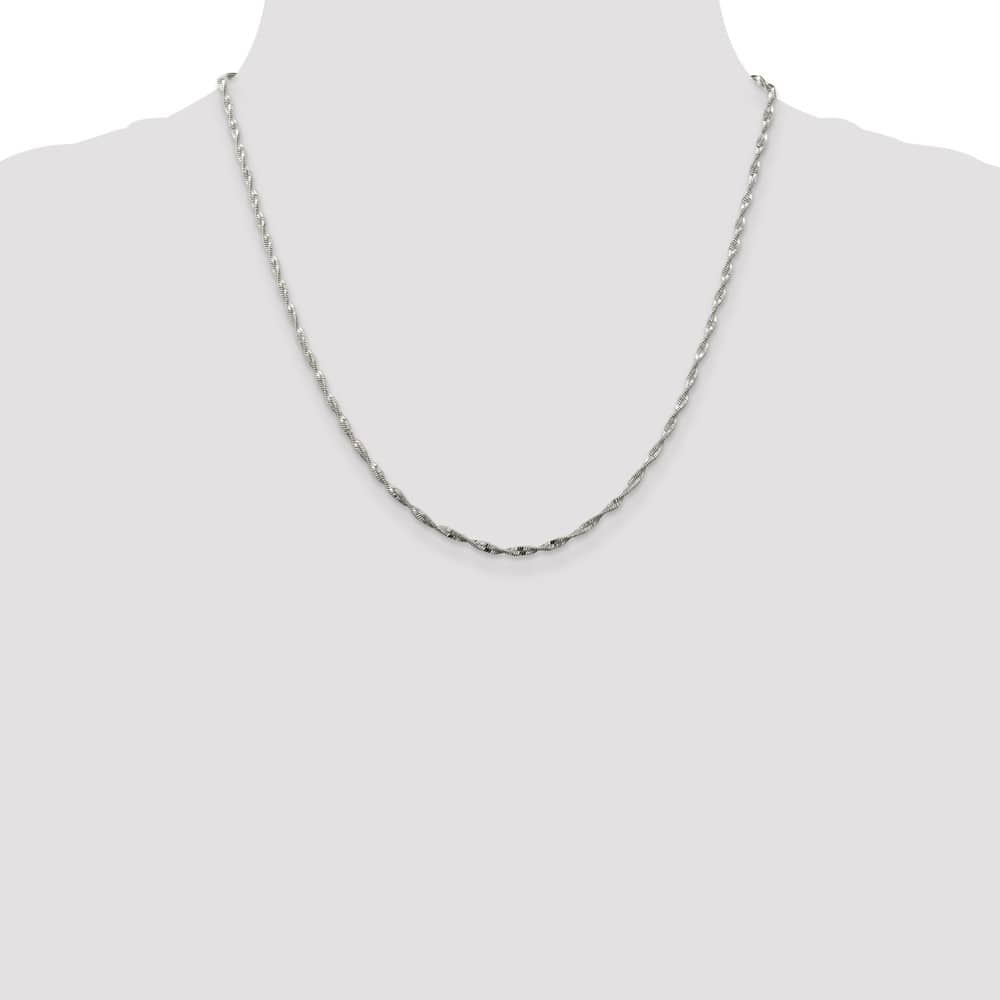 Sterling Silver 2mm Twisted Herringbone Chain Size 20