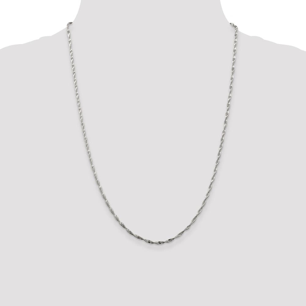 Sterling Silver 2mm Twisted Herringbone Chain Size 24
