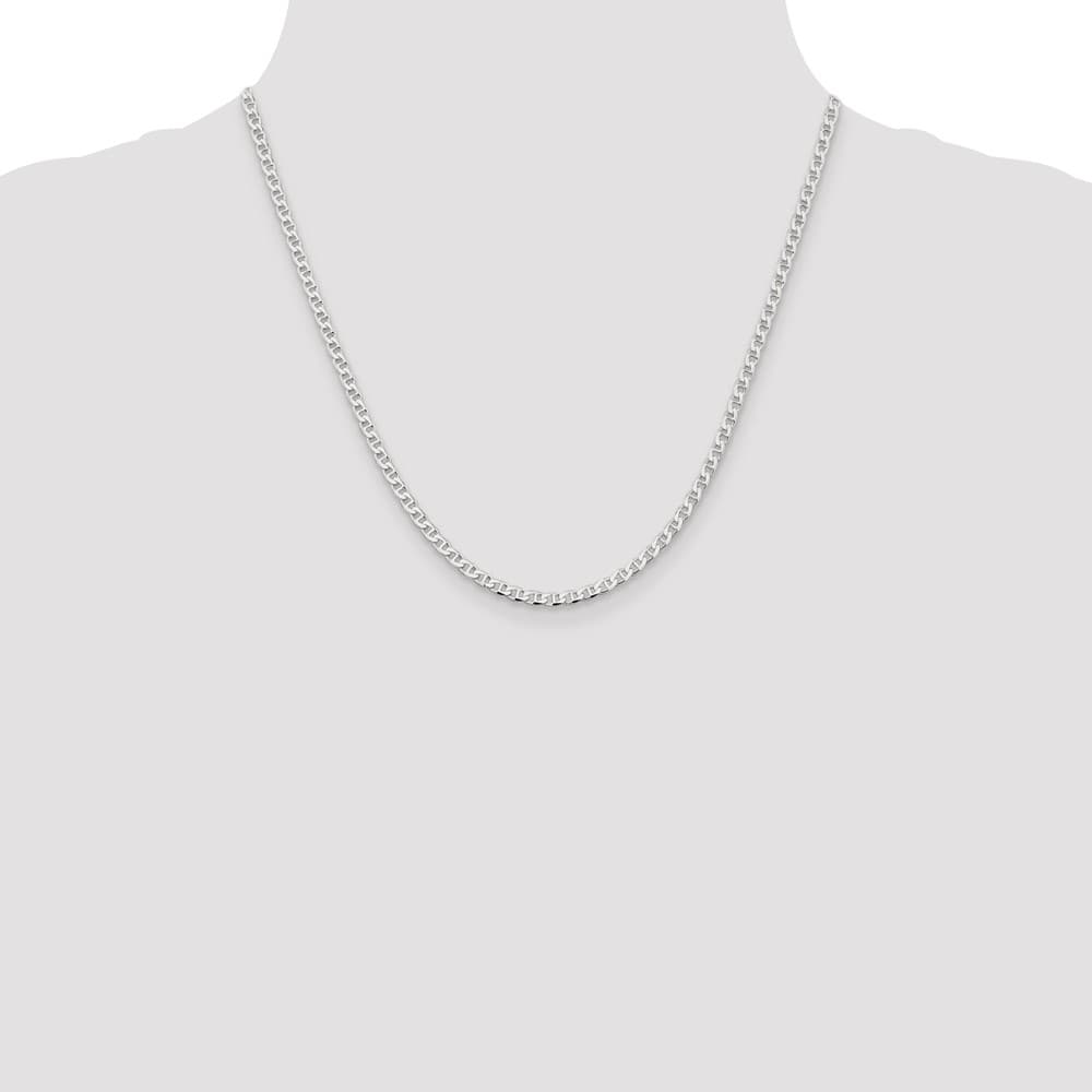 Sterling Silver 3.15mm D.C. Flat Anchor Curb Chain Size 20