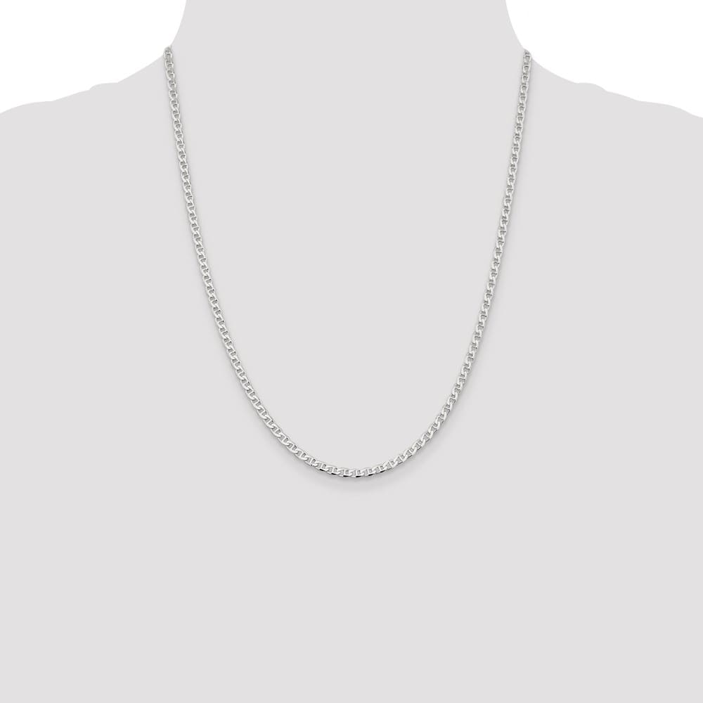 Sterling Silver 3.15mm D.C. Flat Anchor Curb Chain Size 22
