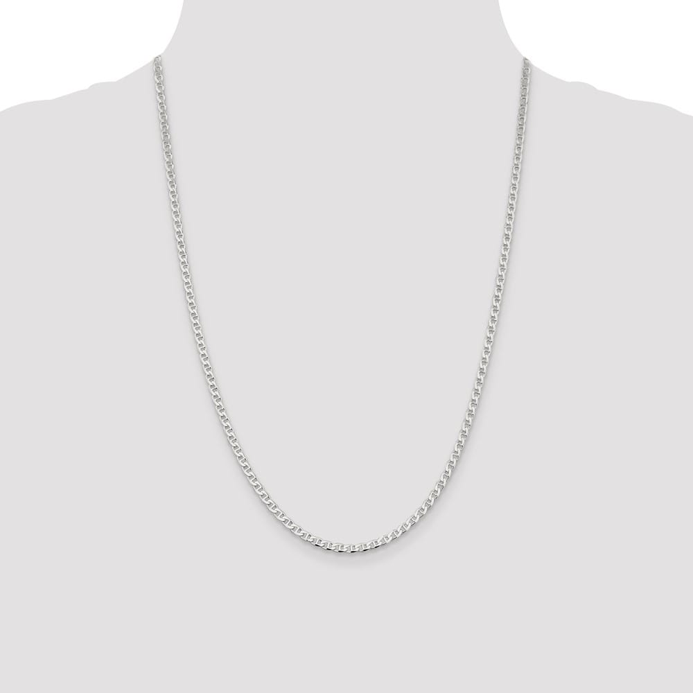 Sterling Silver 3.15mm D.C. Flat Anchor Curb Chain Size 24