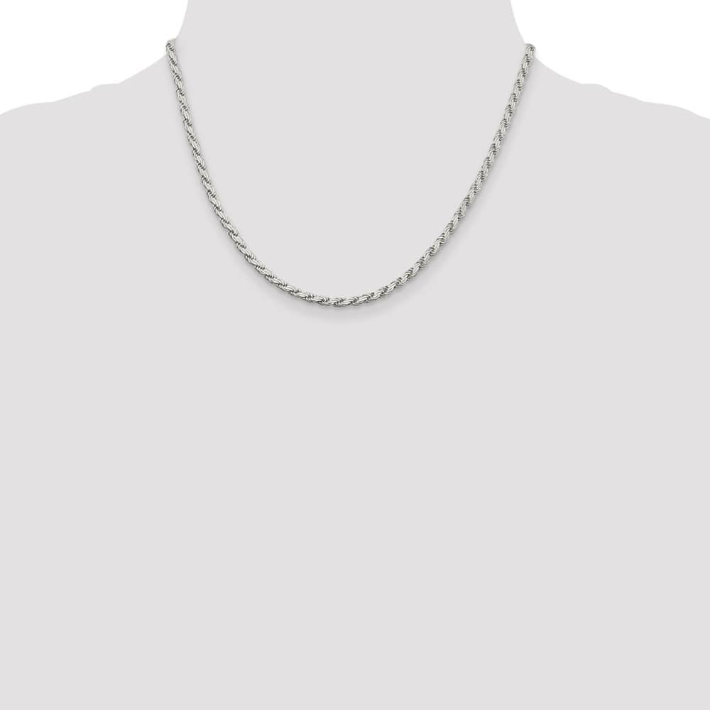 Sterling Silver 3.1mm Flat Rope Chain Size 18