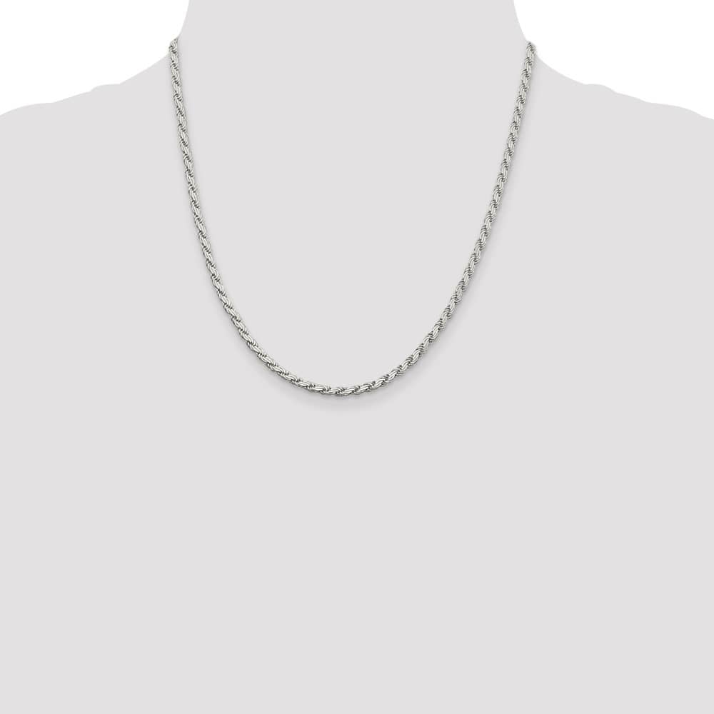 Sterling Silver 3.1mm Flat Rope Chain Size 20
