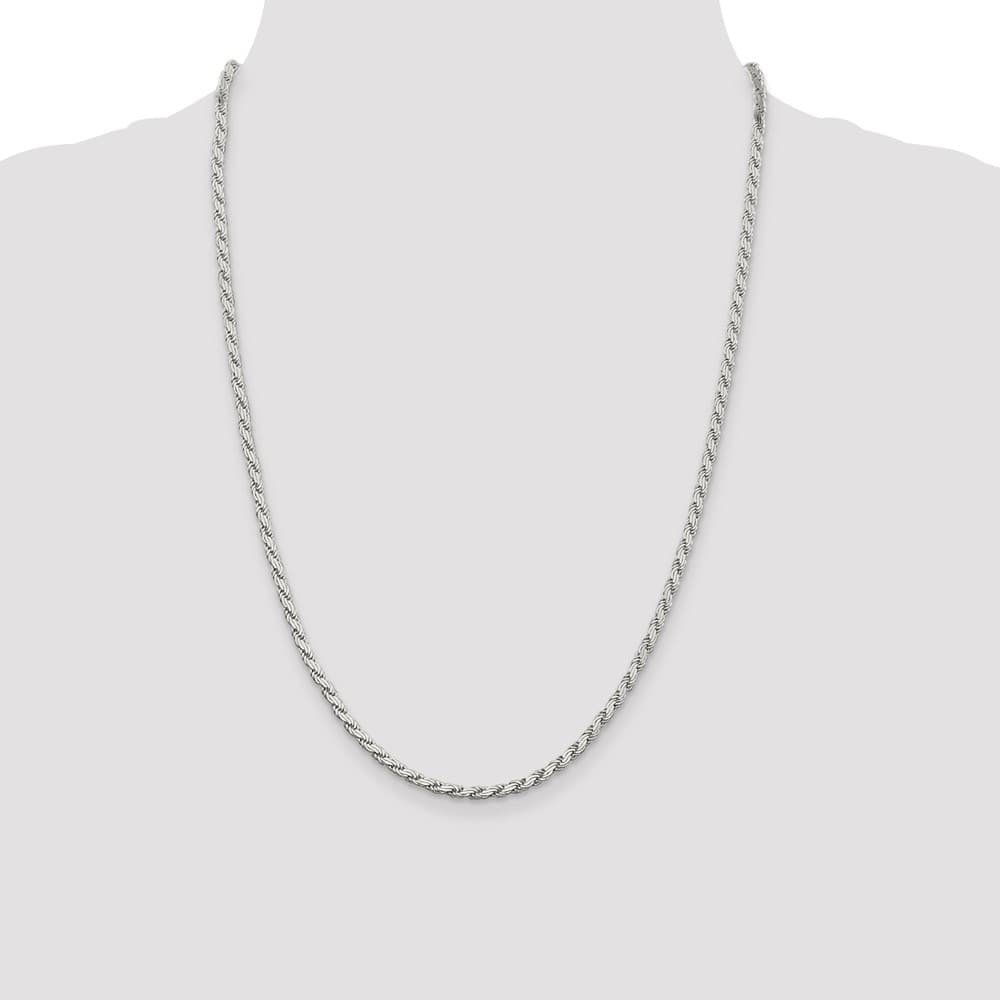 Sterling Silver 3.1mm Flat Rope Chain Size 24