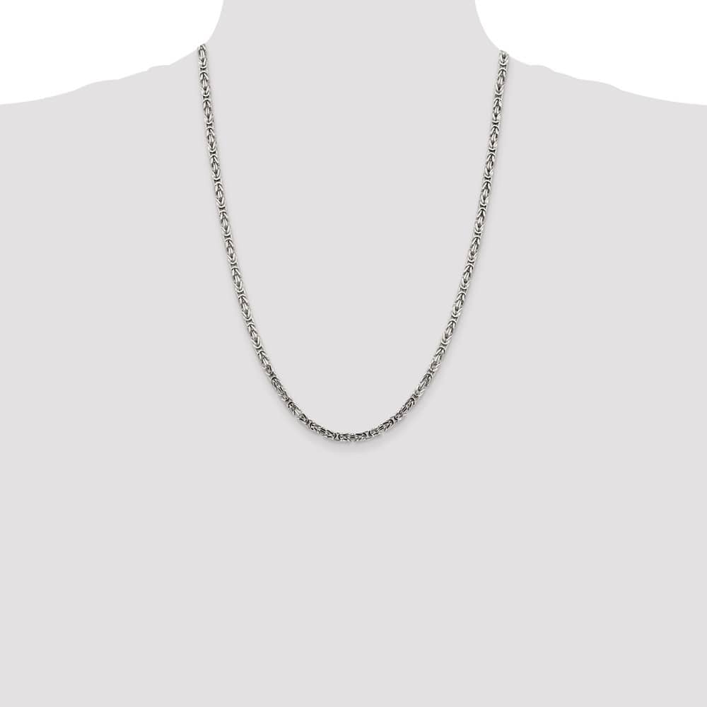 Sterling Silver 3.25mm Byzantine Chain Size 24