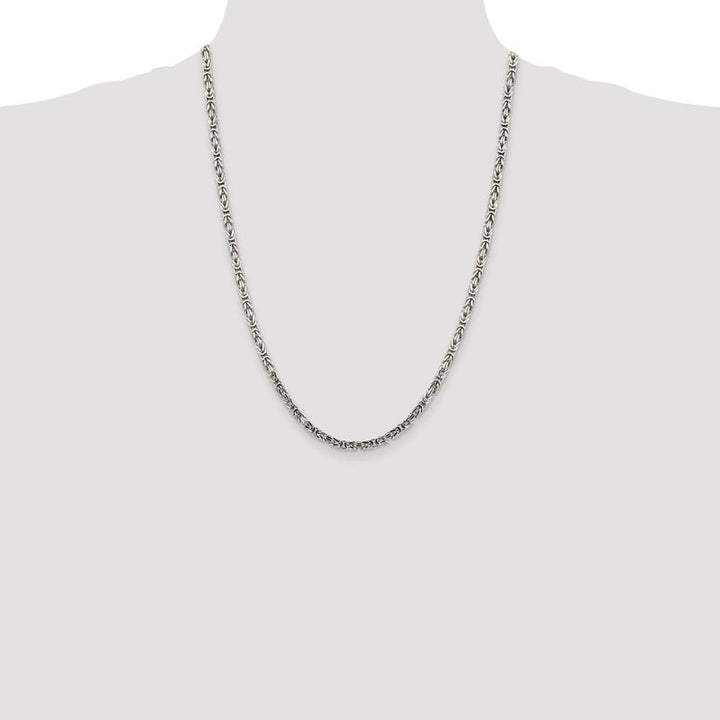 Sterling Silver 3.25mm Byzantine Chain Size 24