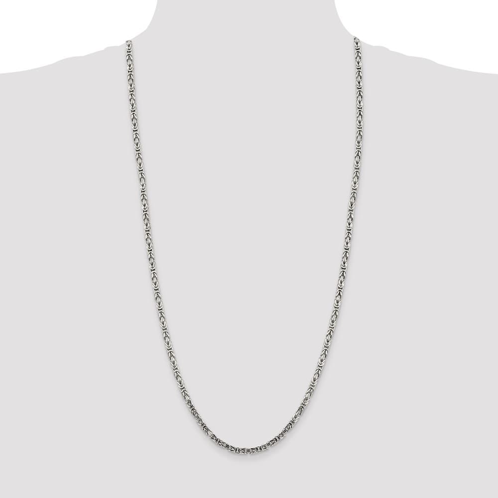 Sterling Silver 3.25mm Byzantine Chain Size 30