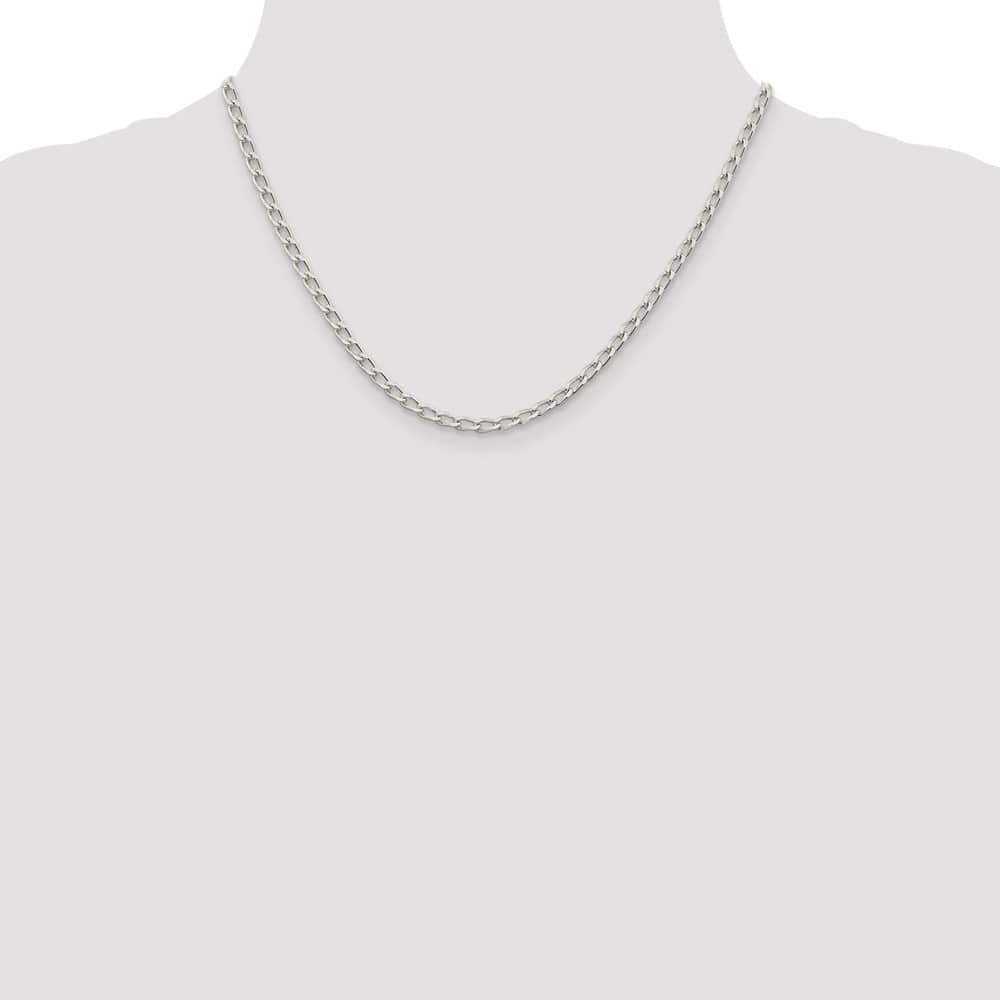 Sterling Silver 3.2mm Open Elongated Link Chain Size 18