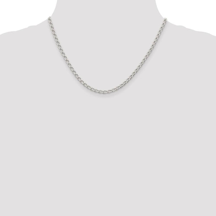 Sterling Silver 3.2mm Open Elongated Link Chain Size 18