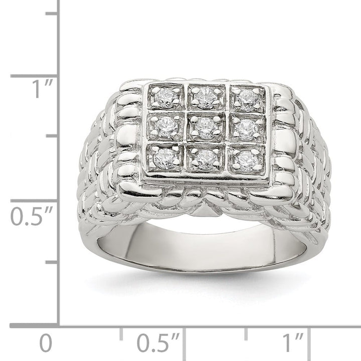 Sterling Silver 3.5 mm CZ Men's Ring