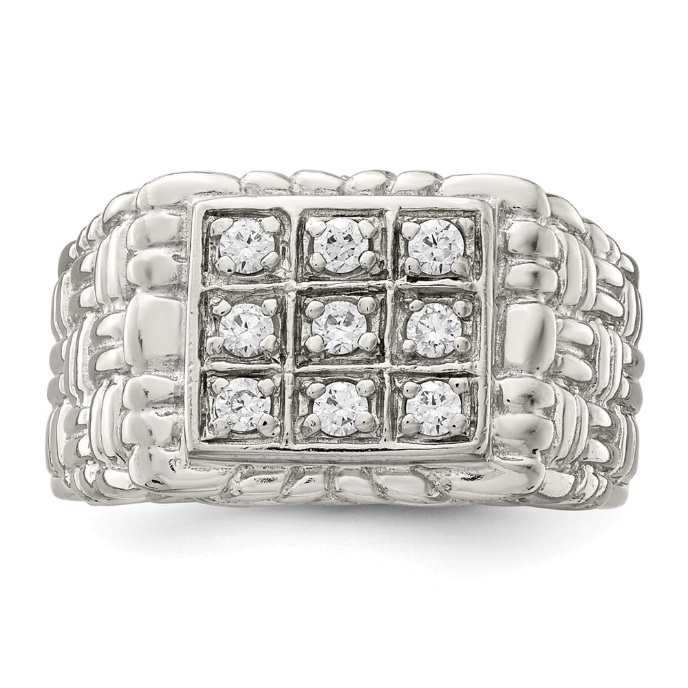 Sterling Silver 3.5 mm CZ Men's Ring