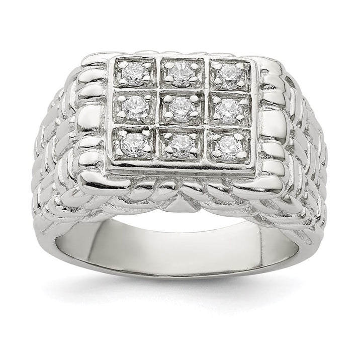 Sterling Silver 3.5 mm CZ Men's Ring