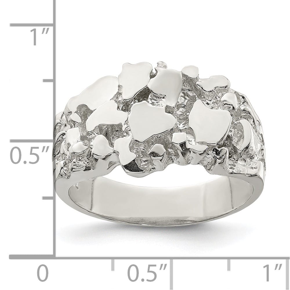 Sterling Silver 3.5 mm Nugget Men's Ring
