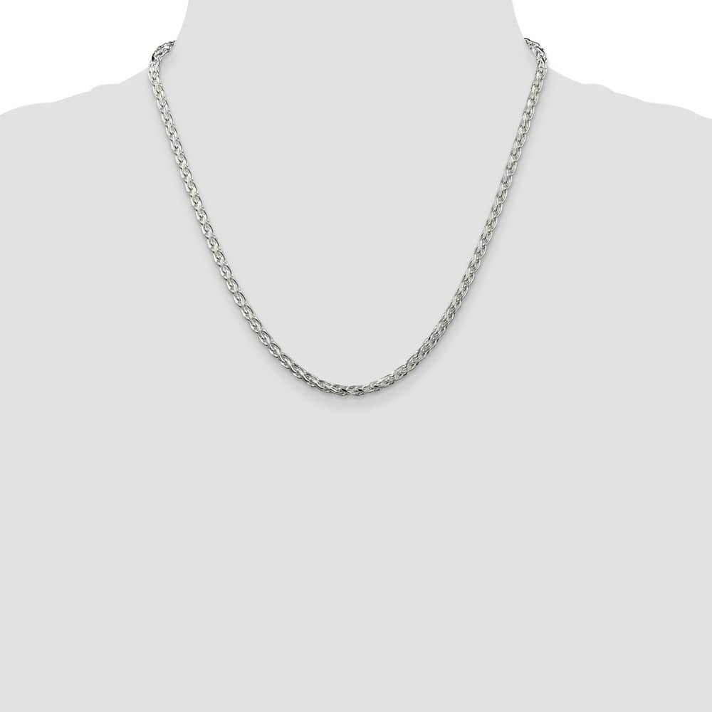 Sterling Silver 3.5mm D.C. Round Spiga Chain Size 20