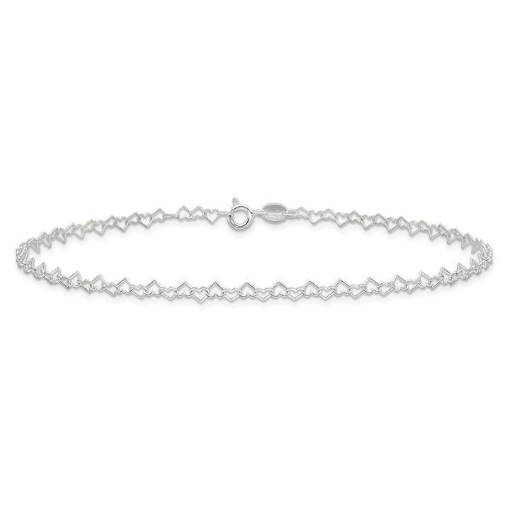 Sterling Silver 3.5mm Fancy Heart Link Anklet