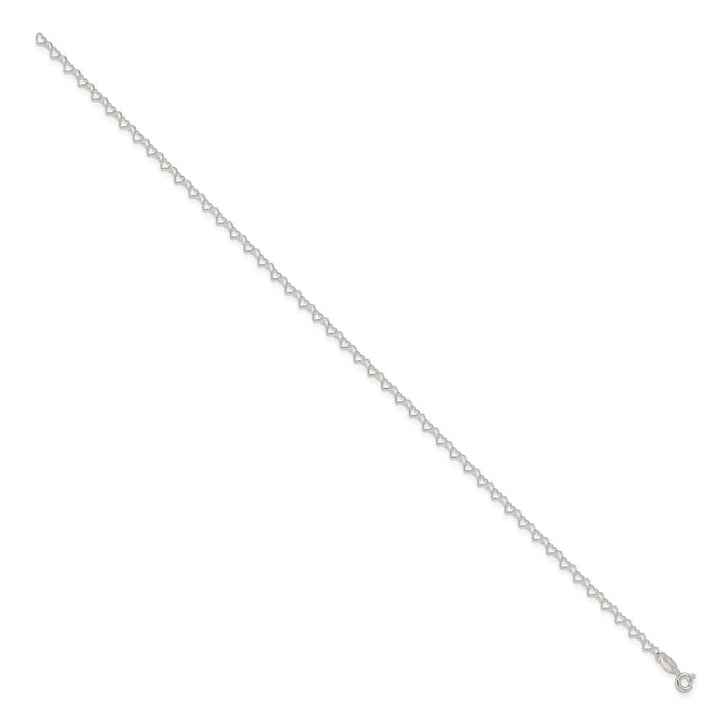 Sterling Silver 3.5mm Fancy Heart Link Anklet
