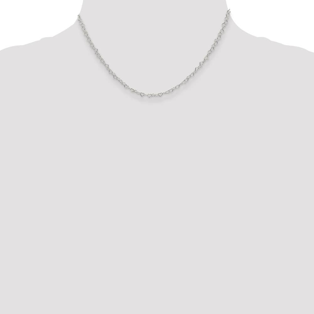 Sterling Silver 3.5mm Fancy Heart Link Chain Size 16