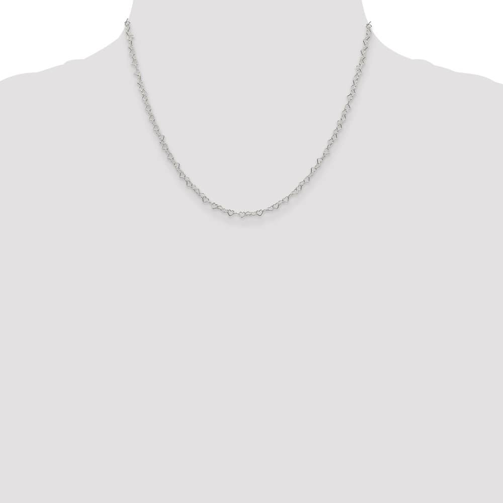 Sterling Silver 3.5mm Fancy Heart Link Chain Size 18