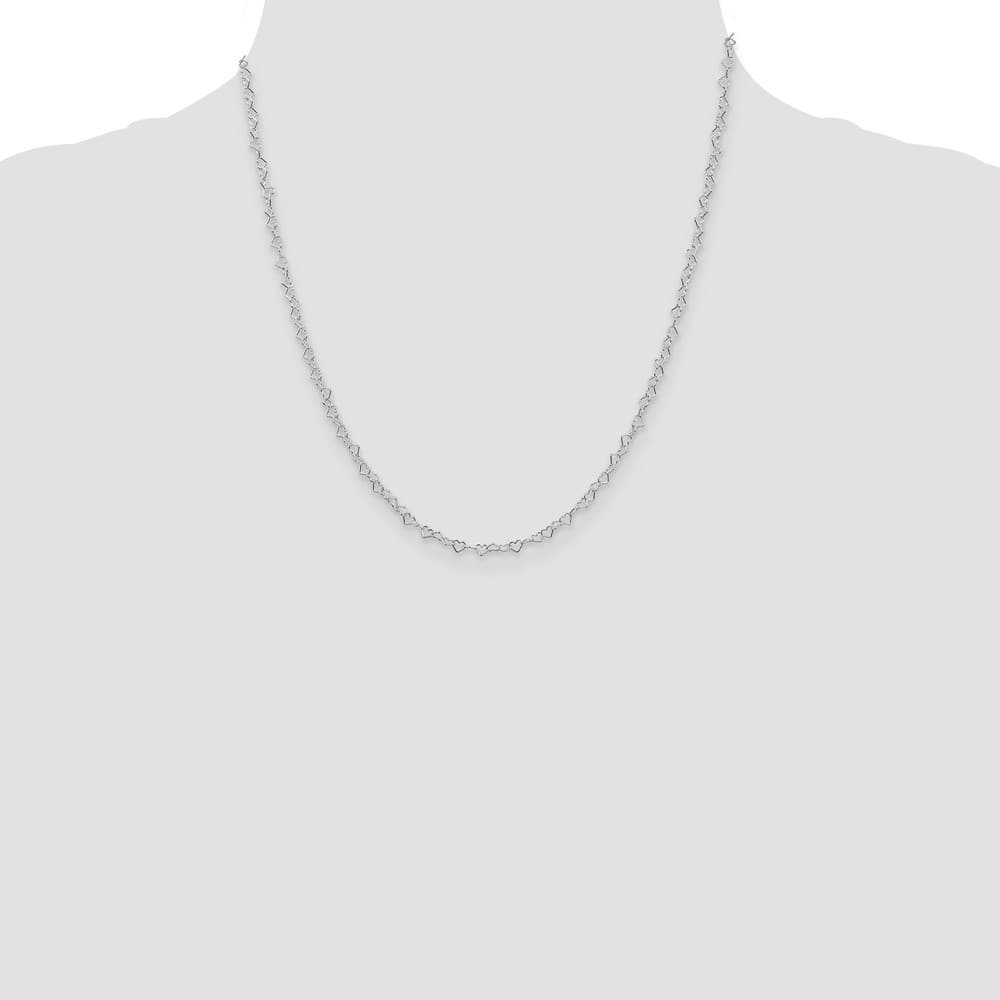 Sterling Silver 3.5mm Fancy Heart Link Chain Size 20