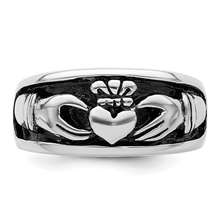 Sterling Silver 3.6 mm Antiqued Claddagh Ring