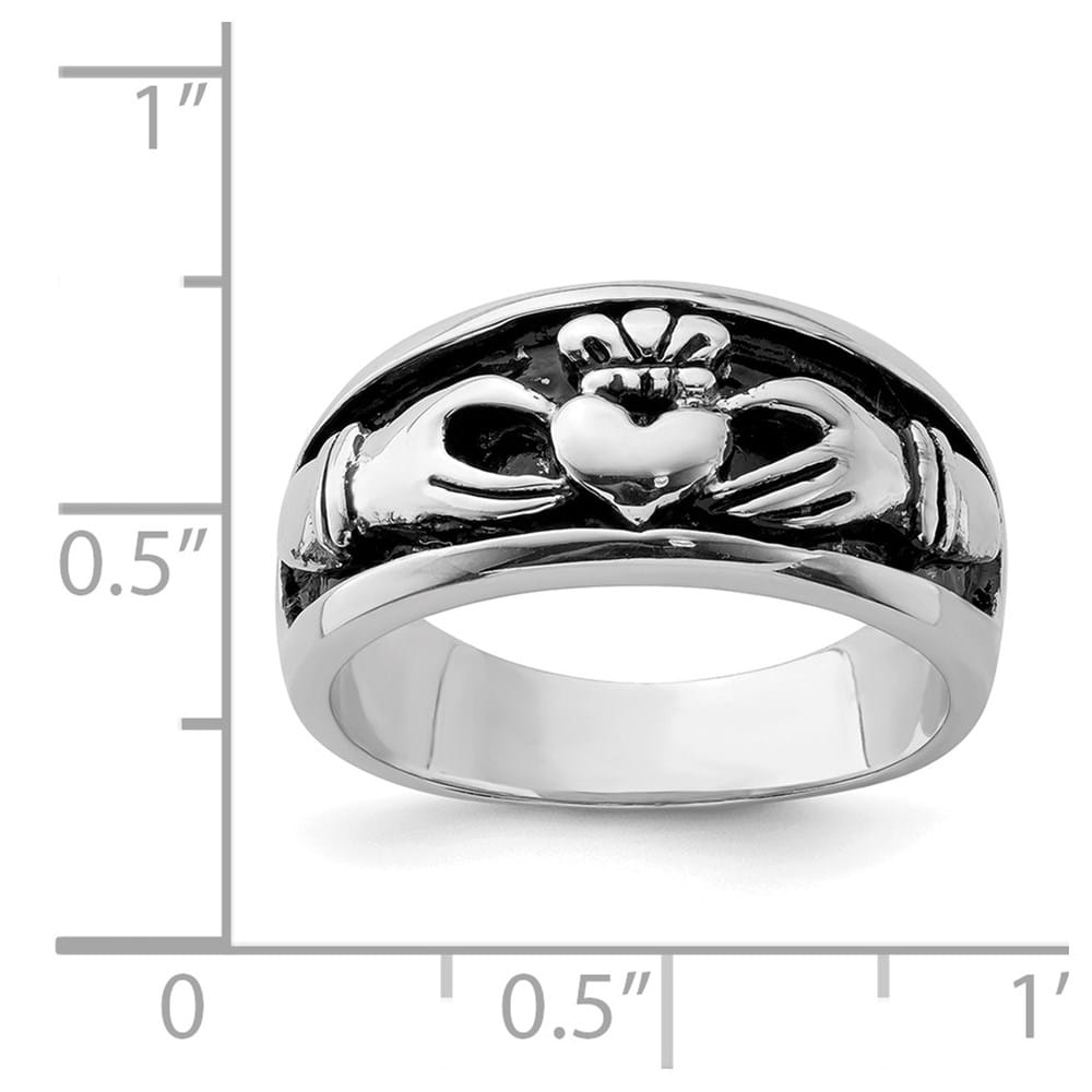 Sterling Silver 3.6 mm Antiqued Claddagh Ring