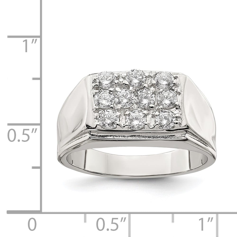 Sterling Silver 3.6 mm CZ Men's Ring