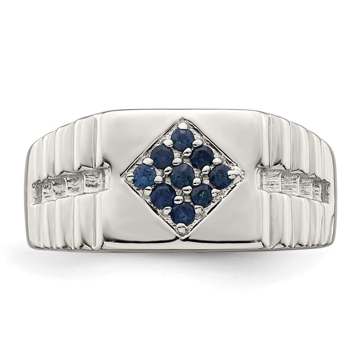 Sterling Silver 3.83 mm Blue Sapphire Men's Ring