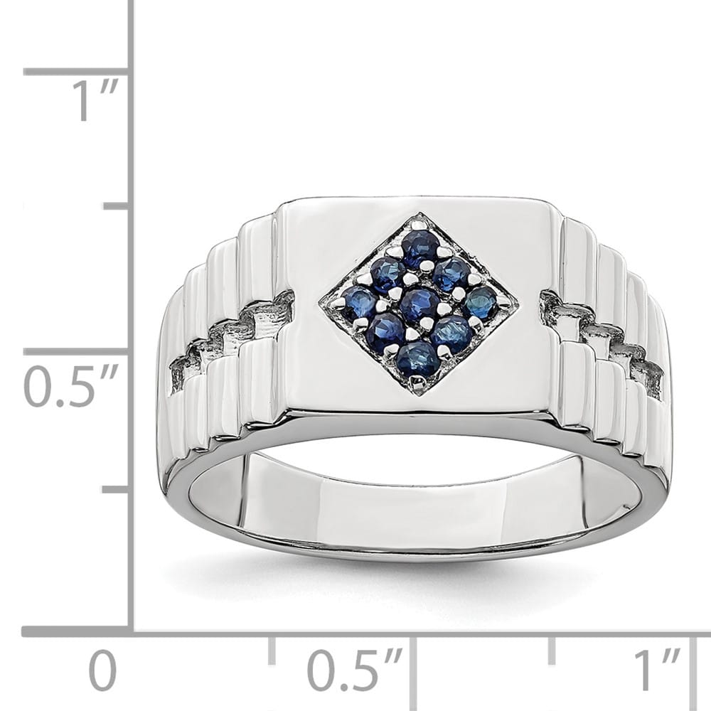 Sterling Silver 3.83 mm Blue Sapphire Men's Ring