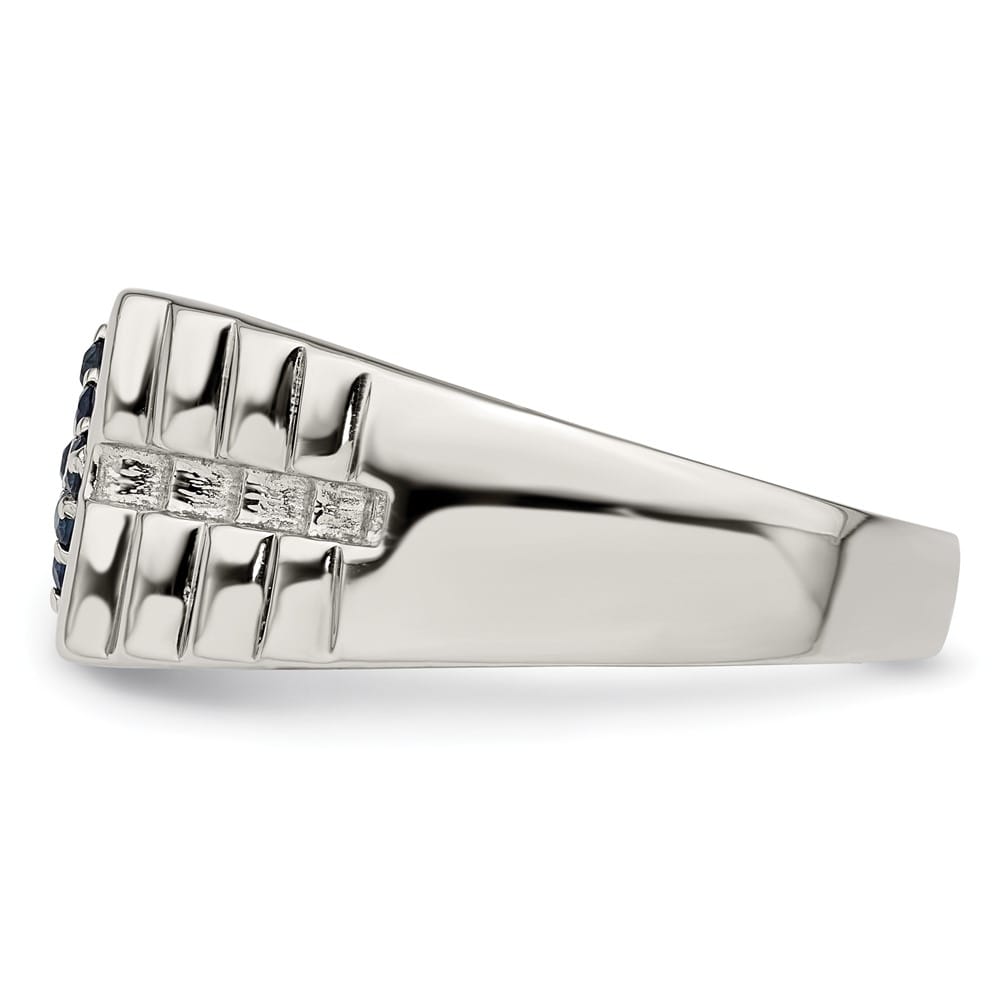 Sterling Silver 3.83 mm Blue Sapphire Men's Ring