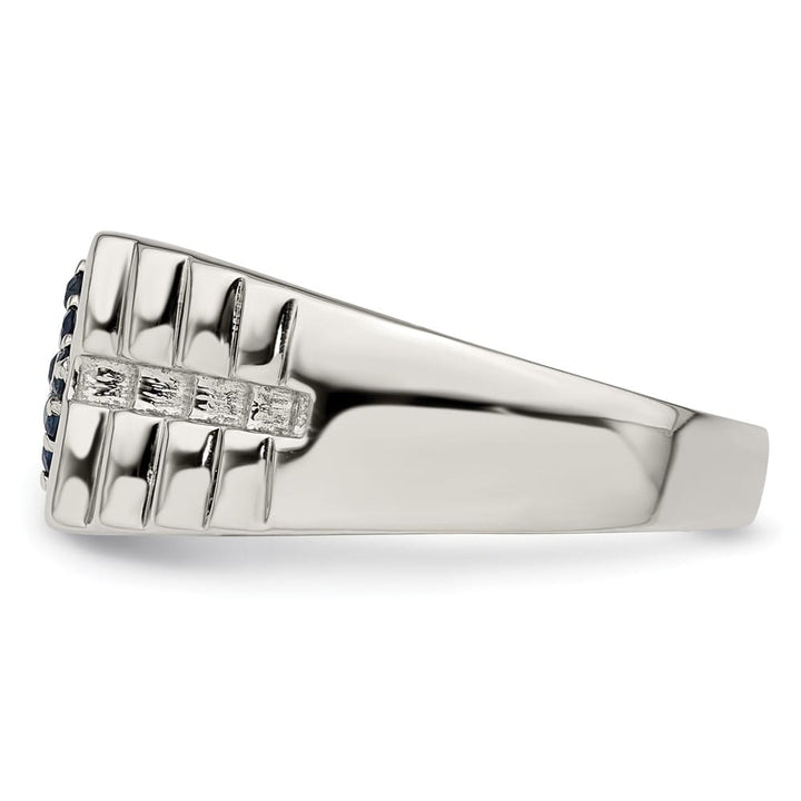 Sterling Silver 3.83 mm Blue Sapphire Men's Ring