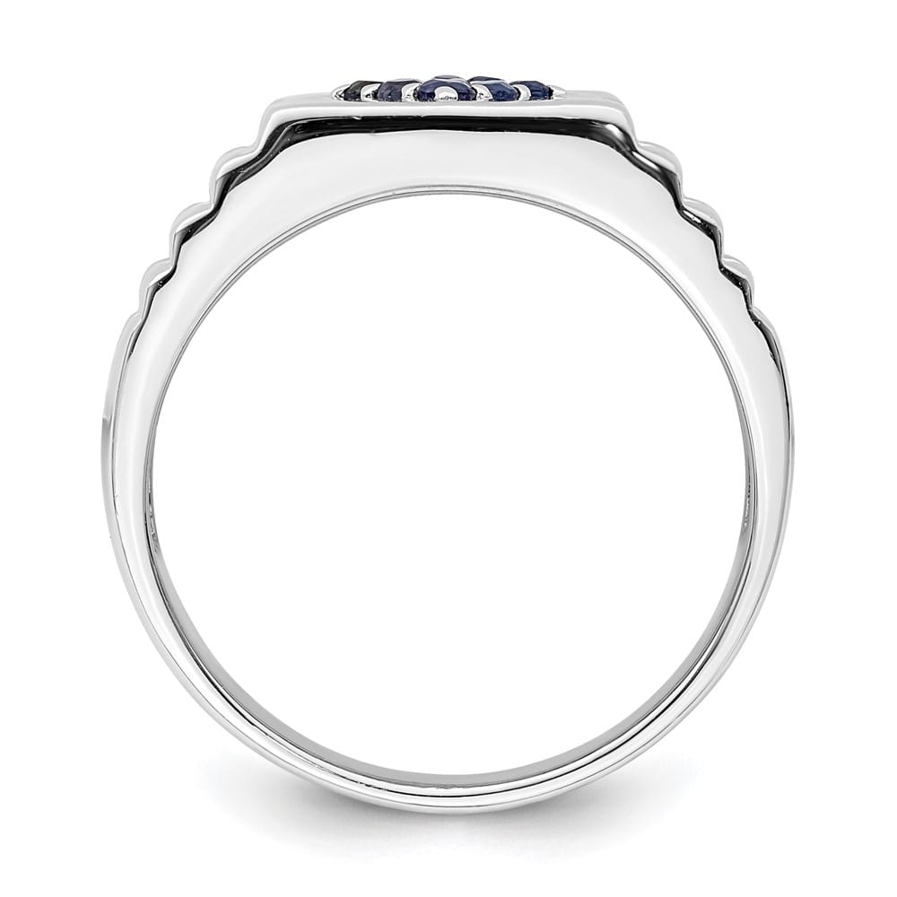 Sterling Silver 3.83 mm Blue Sapphire Men's Ring