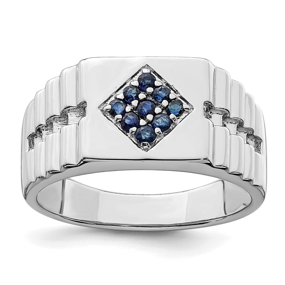 Sterling Silver 3.83 mm Blue Sapphire Men's Ring