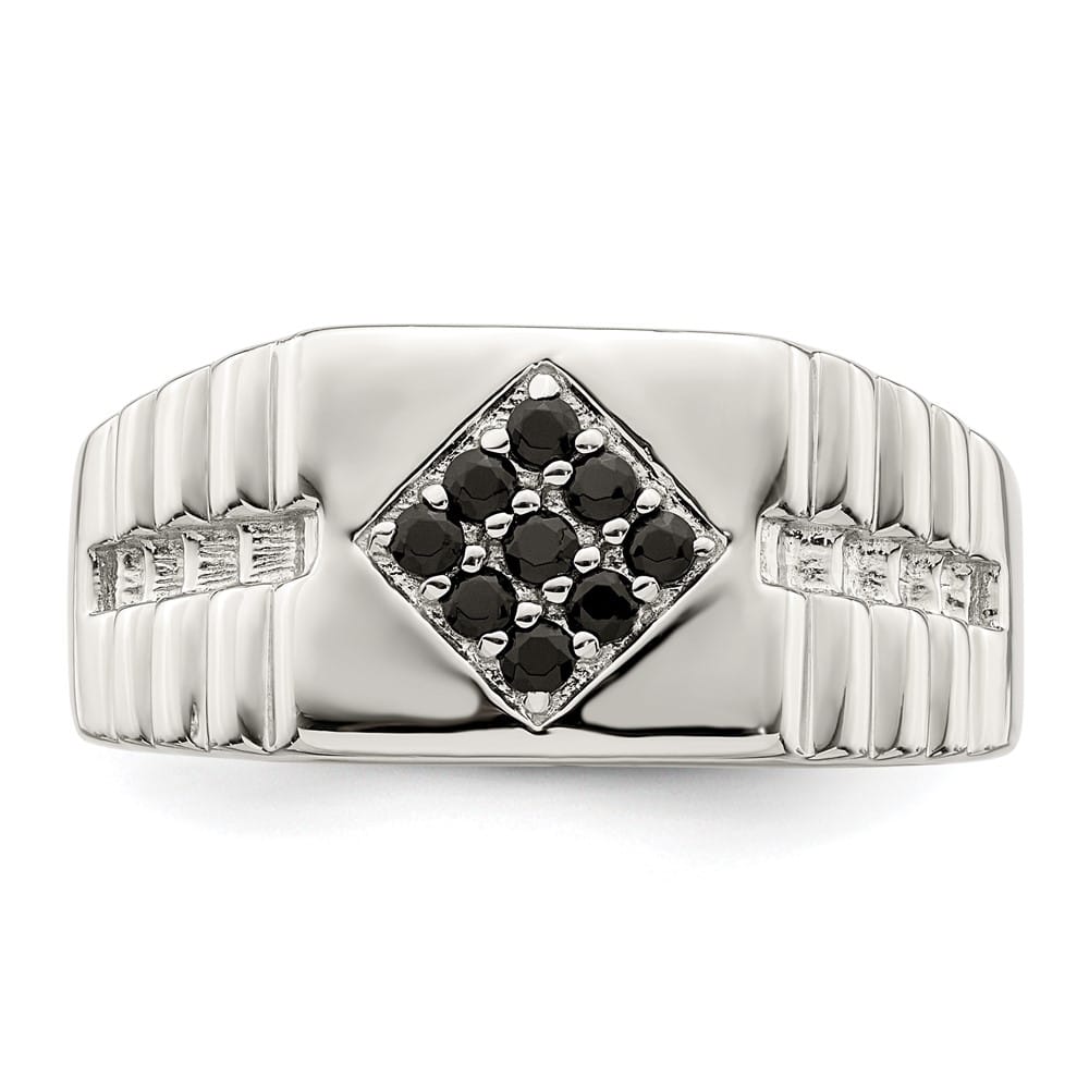 Sterling Silver 3.83 mm Onyx Men's Ring